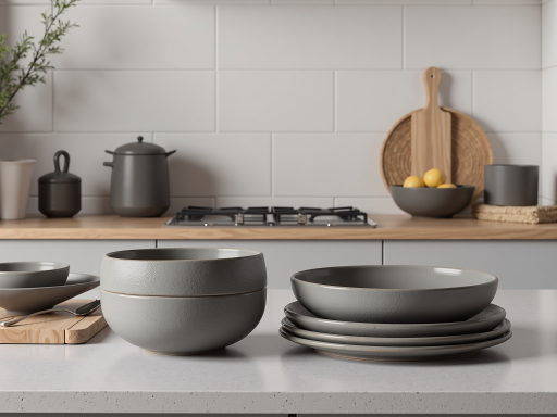 Kitchenware set, ceramic cookware collection, minimalist modern design, functional appearance